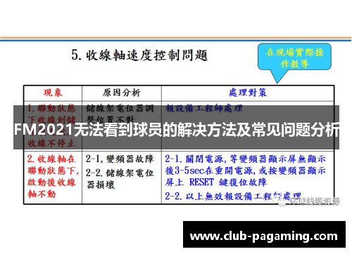FM2021无法看到球员的解决方法及常见问题分析